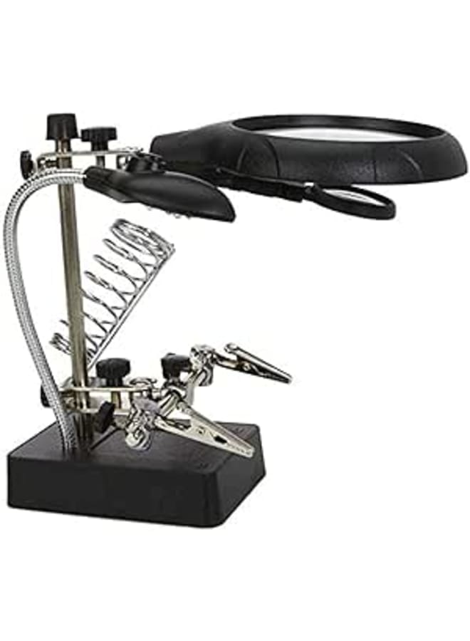 آي بينزر iBenzer - حامل لحام يدوي مع مشبك إضاءة LED وعدسة مكبرة للحام الإلكتروني والنمذجة وجمع الطوابع