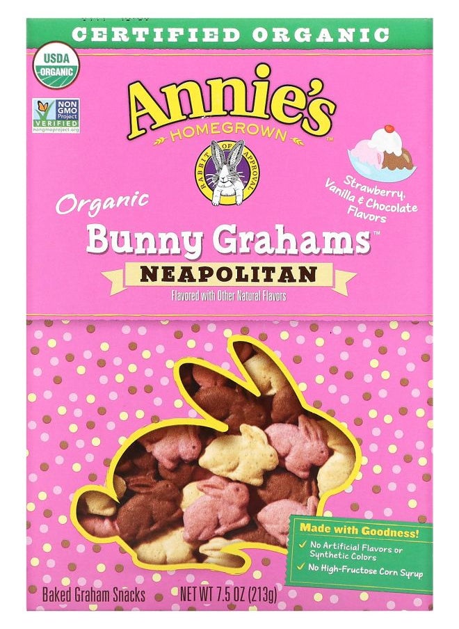 Annie's Organic Baked Bunny Graham Snacks Neapolitan  7.5 oz (213 g) 