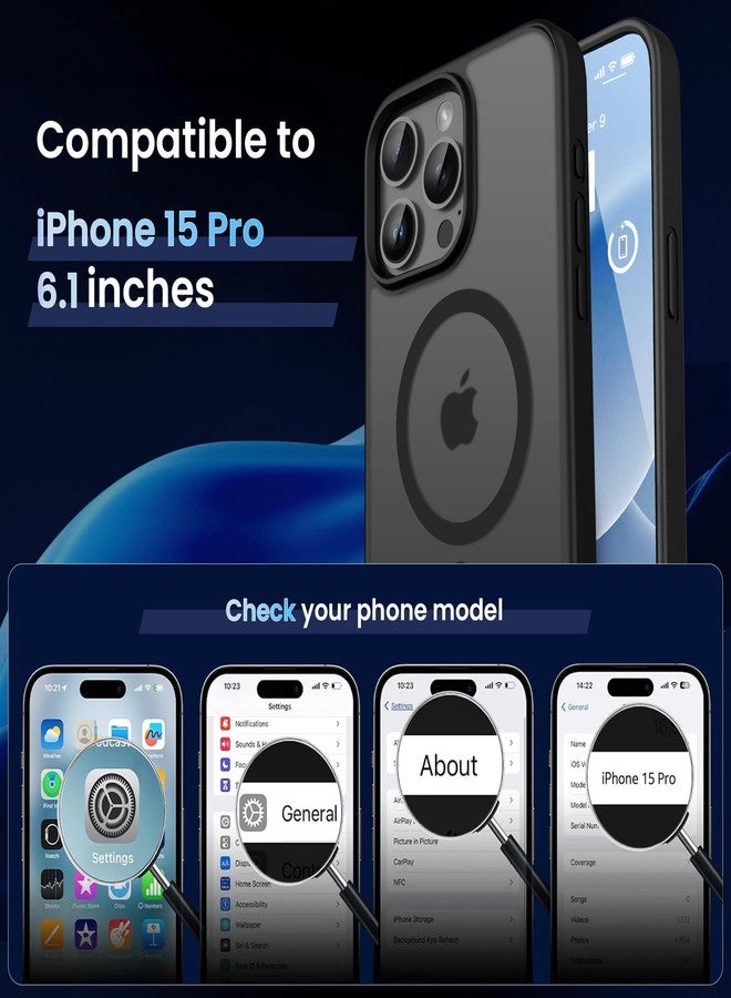 CACOE Magnetic Case for iPhone 15 Pro 2023 6.1 inch-Compatible with MagSafe & Magnetic Car Phone Mount,Anti-Fingerprint TPU Thin Phone Cases Cover Protective Shockproof (Matte Black), PGIP15P+BMAC - Image 2