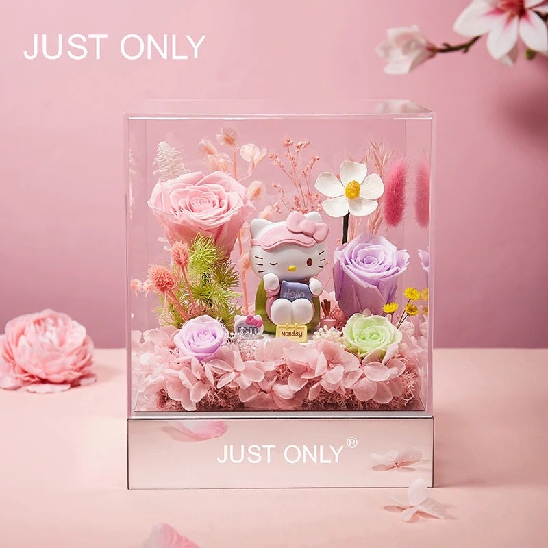 Sanrio hellokitty Preserved Flower Bouquet Hello Kitty Gift Box for Girlfriends, Best Friends, Valentine's Day, Qixi Festival, or Birthdays - Image 1