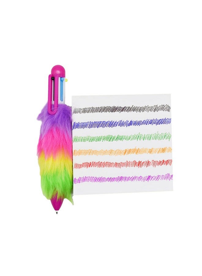 مايداهوي قطع 6 في 1 أقلام حبر جاف منفوشة متعددة الألوان قابلة للسحب 6 ألوان أقلام Shuttle Rainbow Plush 0.5 مم للطلاب والمعلمين واللوازم المدرسية والقرطاسية وحفلات الكرنفال - Image 5