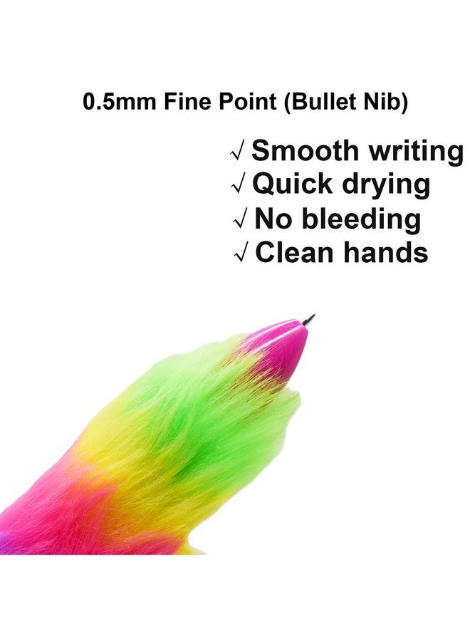 مايداهوي قطع 6 في 1 أقلام حبر جاف منفوشة متعددة الألوان قابلة للسحب 6 ألوان أقلام Shuttle Rainbow Plush 0.5 مم للطلاب والمعلمين واللوازم المدرسية والقرطاسية وحفلات الكرنفال - Image 4