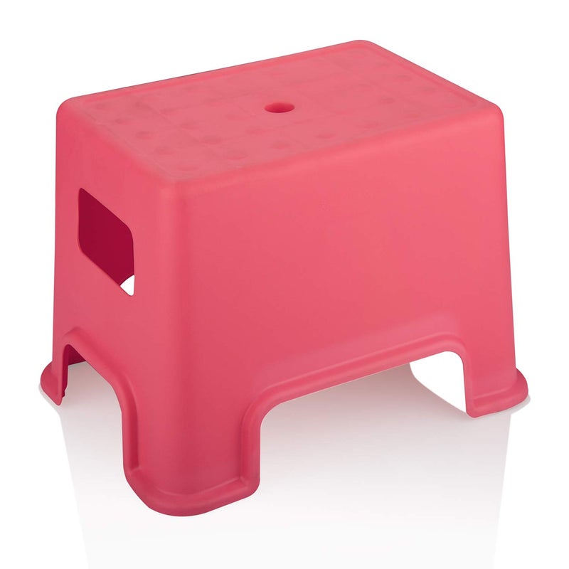Asian Asian Plastowares - Recto Stool for Bathroom | Multipurpose Stool for Washroom, Home, Kitchen, Office, Kids | Comfort Seating | Plastic Stool | Durable |Anti-Skid Design | Lightweight Stool |Pink  - Image 1