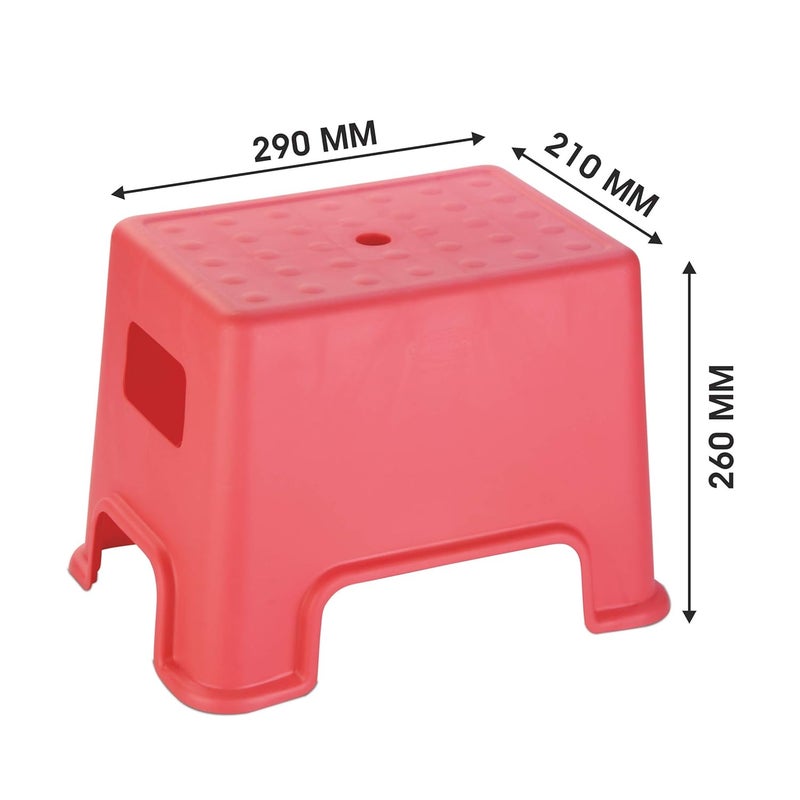 Asian Asian Plastowares - Recto Stool for Bathroom | Multipurpose Stool for Washroom, Home, Kitchen, Office, Kids | Comfort Seating | Plastic Stool | Durable |Anti-Skid Design | Lightweight Stool |Pink  - Image 2