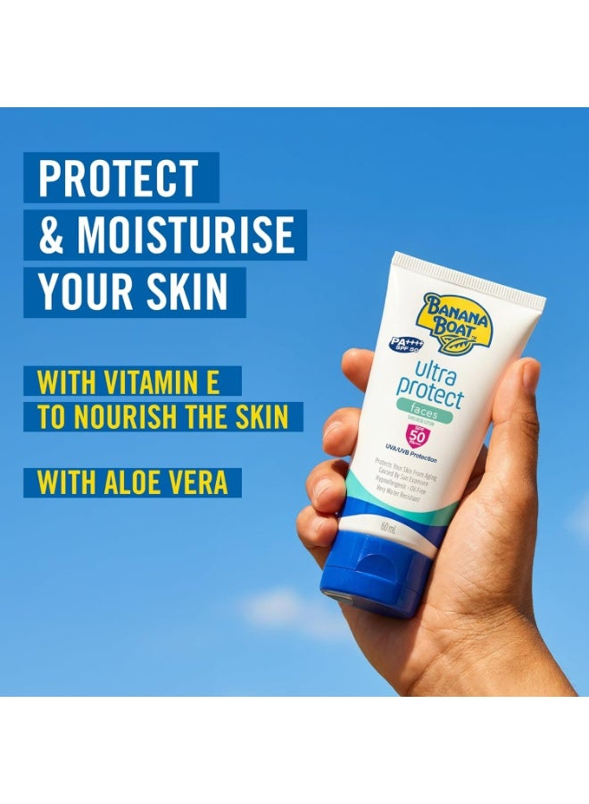 Banana Boat Ultra Protect Face Sunscreen Lotion SPF50+ PA++++ 60ml | UVA/UVB Protection | Lightweight & Non-Greasy - Image 4