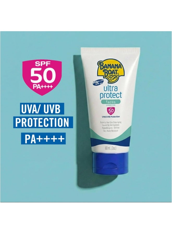 Banana Boat Ultra Protect Face Sunscreen Lotion SPF50+ PA++++ 60ml | UVA/UVB Protection | Lightweight & Non-Greasy - Image 2