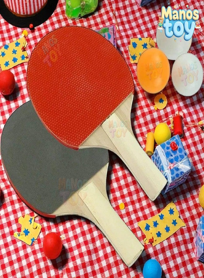 Manos Professional Pingg Pong Set with 5-Layer Wooden Paddles, Ergonomic Handle, Anti-Slip Surface Table tannic (1 Set) Indoor and Outdoor Game for Kids - Image 5