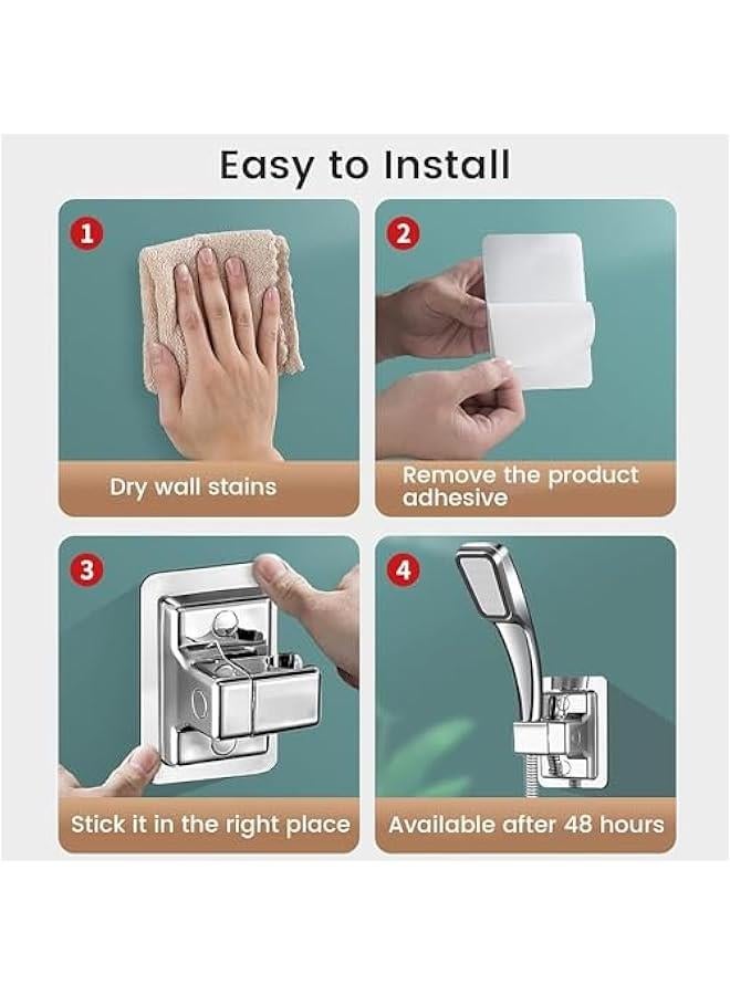 هوكور حامل راس دش من زويلنوت، راس دش عالمي من البلاستيك محمول باليد، دعامة قابلة للتعديل تثبت على الحائط للحمام مع عصا لاصقة - Image 2