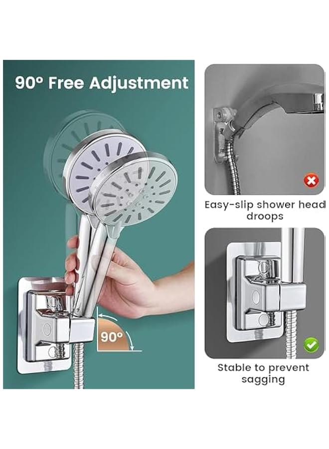 هوكور حامل راس دش من زويلنوت، راس دش عالمي من البلاستيك محمول باليد، دعامة قابلة للتعديل تثبت على الحائط للحمام مع عصا لاصقة - Image 4