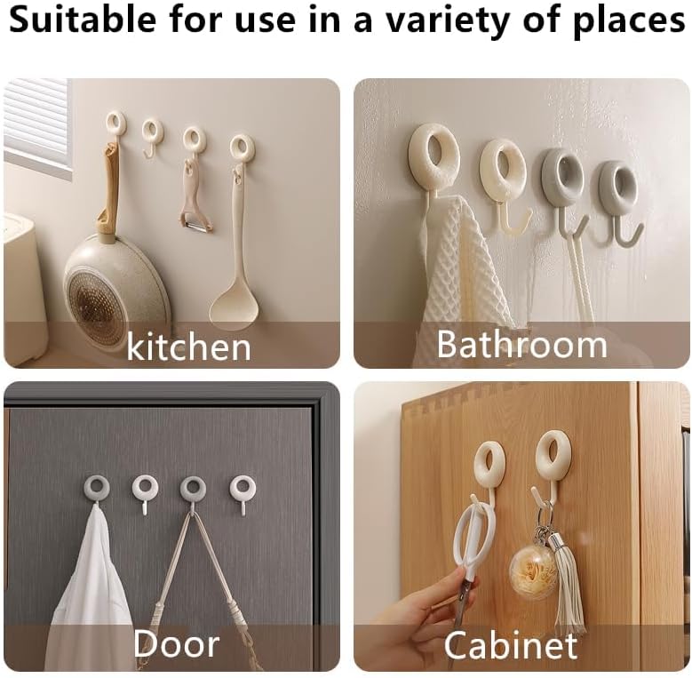 Strong Adhesive Wall Hooks - Heavy Duty Self Adhesive Towel Coat Hat Hook (4 Pcs ) - Image 3