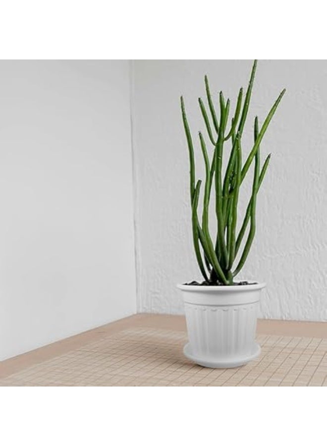 ڤسيل24 وعاء زراعة بلاستيكي أنيق مع صينية من Vsell24 باللون الأبيض 37 سم × 33 سم - Image 1