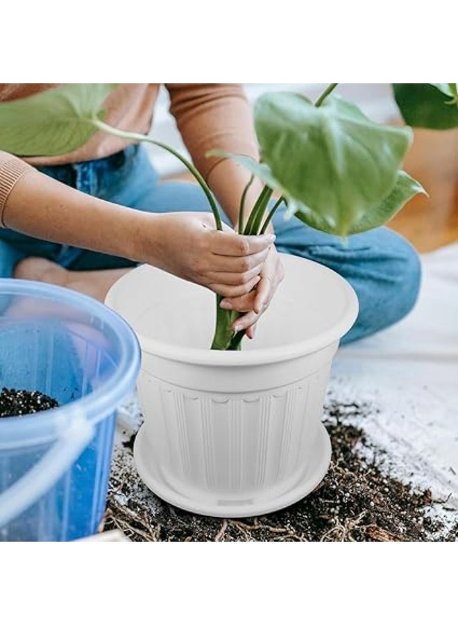 ڤسيل24 وعاء زراعة بلاستيكي أنيق مع صينية من Vsell24 باللون الأبيض 37 سم × 33 سم - Image 3