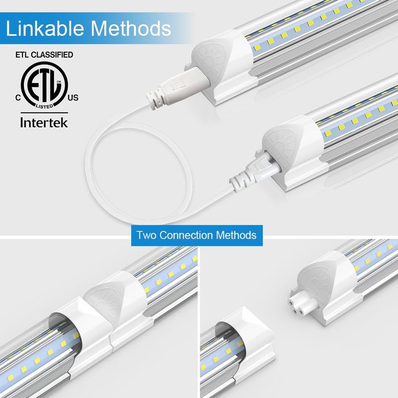 SHOPLED LED Shop Lights 3FT, 30W 4000LM 5000K Daylight White, V Shape Linkable T8 Ceiling Light Fixtures, 3 Foot LED Tube Light for Workshop, Workbench, ETL Listed, 2 Pack - Image 4