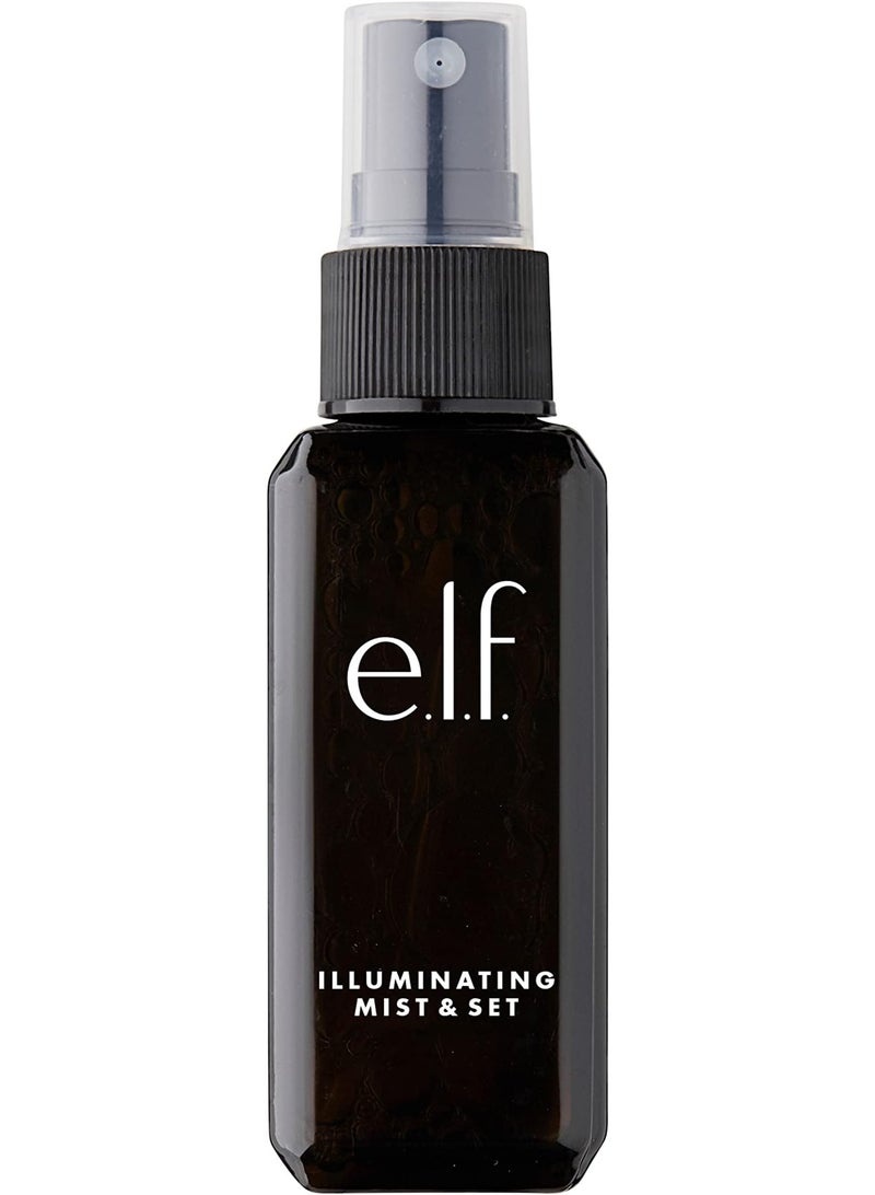 إلف رذاذ إي.إل.إف المضيء والمثبت، منعش ومرطب، يثبت المكياج ويمنحه مظهرًا متوهجًا، غني بالشاي الأخضر وفيتامينات أ، ب، ج، متوفر بأحجام صغيرة وكبيرة 60 مل، 120 مل