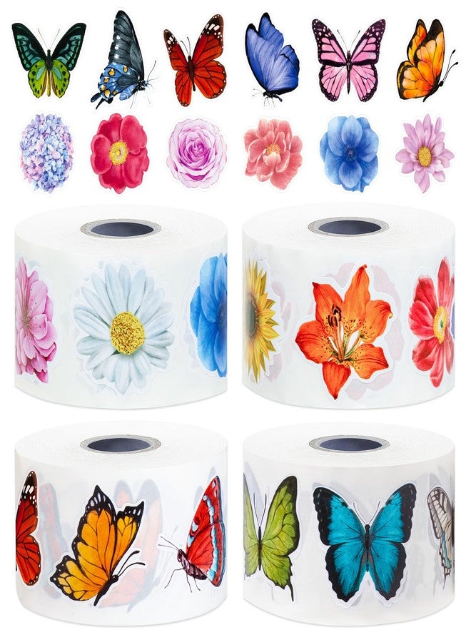 TORINALITAL 2400 PCS Butterfly Flower Sticker Rolls, 16 Styles Butterfly Stickers for Kids, Waterproof and Sun-Proof 3D Roll Stickers for Parties, Walls, Scrapbooks, Envelopes, Birthday and Greeting Cards - Image 1