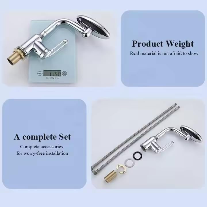 HEVASNEK Hot Cold Mixer Tap 360 Rotatable PullOut Faucet with 4 Spray Modes Versatile Stainless Steel Bathroom Faucet Dual Flow with Universal Connector Water Drain Faucet - Image 4