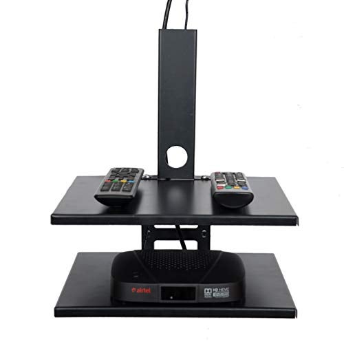 D&V ENGINEERING - Creative in innovation D&V Engineering Metal Double Shelf Wall Mount Stand for Set Top Box, WiFi Router, DVR & Speakers | Cable Management | 11 x 9 Inch Tray Size| Up to 2 kg per Shelf - Black - Image 1