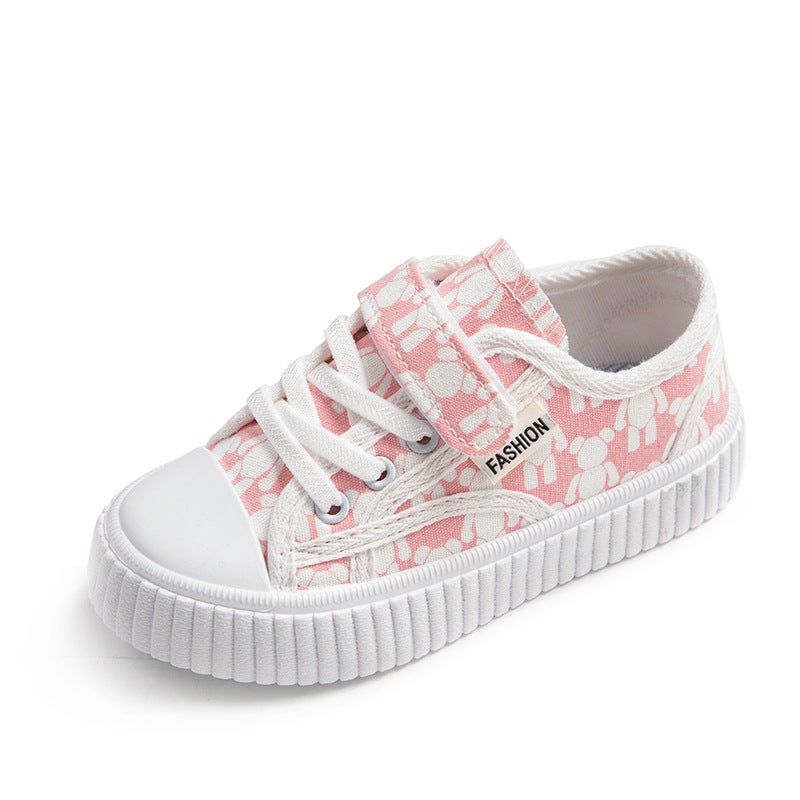 Kids Bear Canvas Shoes 2023 Breathable Sneakers Pink 