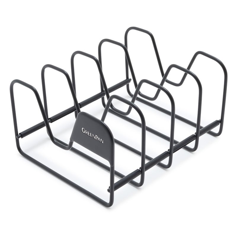 GreenPan Stainless Steel Wire Pots and Pans Lid Storage Rack Holds 4 Lid Covers Easy Storage Countertop or Cabinent Organizer Minimizes Clutter Fast Drying Wipes Clean Black - Image 2