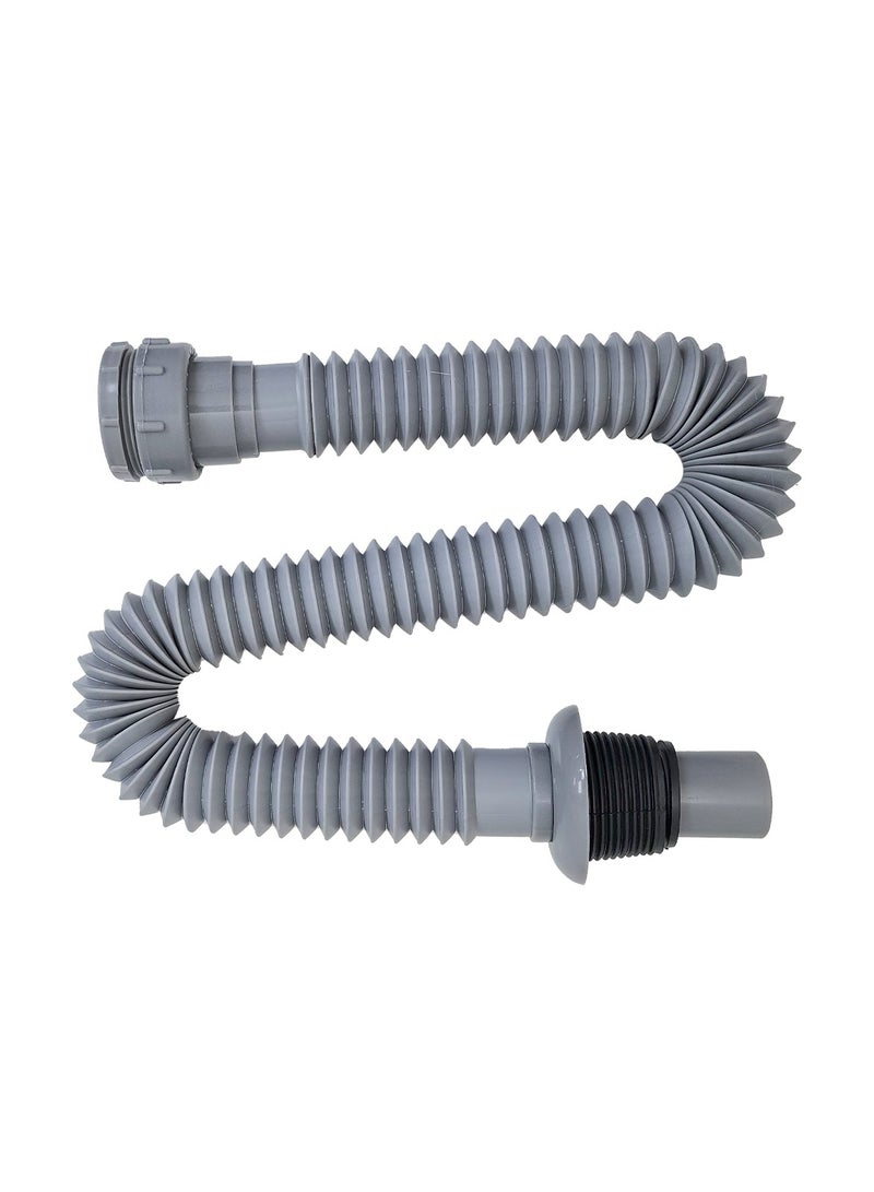 RACO Flexible Waste Pipe for Sink/Basin – Universal Fit, Extendable & Corrugated Drain Hose with Threaded Nut – Durable PVC| Anti-Clog Design |Grey|1.5 Inch|1-1/4" Adapter Included - Image 1