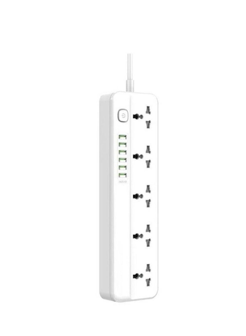 JBQ Power Extension Cord with Multi Sockets 5 Universal Outlets Compatible With UK/UAE Plug 6 Auto ID USB Ports For Mobile Charging And 2m Extension Cord For Home Office Dorm Essentials  - Image 2