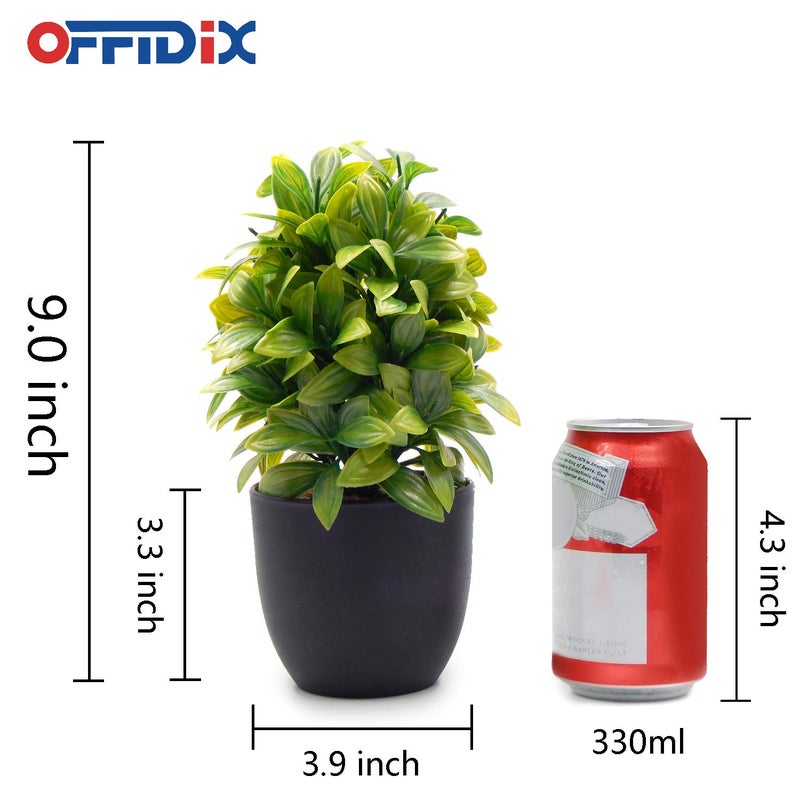 OFFIDIX Artificial Eucalyptus Plants with Black Vase for Office Desktop, Home and Friendsâ€™ Gift Fake Plant with Plastic Pots for Home Decoration Potted Plants for Bookshelf (Light Green) - Image 2