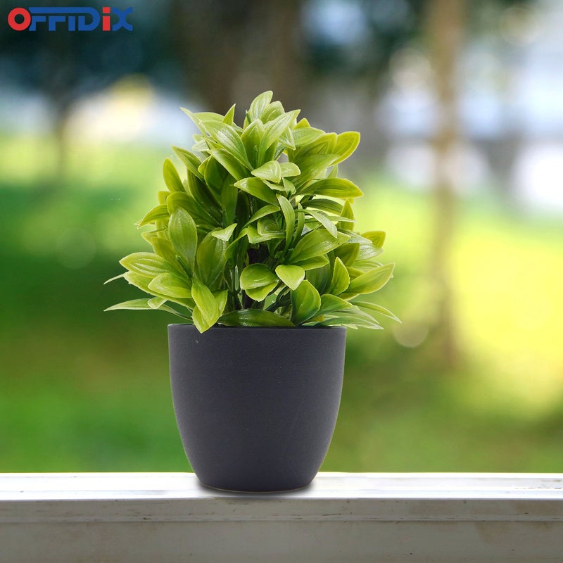 OFFIDIX Artificial Eucalyptus Plants with Black Vase for Office Desktop, Home and Friendsâ€™ Gift Fake Plant with Plastic Pots for Home Decoration Potted Plants for Bookshelf (Light Green) - Image 4