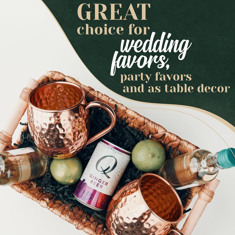 Kitchen Science Moscow Mule Copper Mugs Set of 8 (16oz) | Food Grade 100% Pure Copper Cups | Handcrafted w/Lacquered Hammered Finish, Smooth Rounded Lip, Ergonomic Handle (No Rivet) w/Solid Grip - Image 5