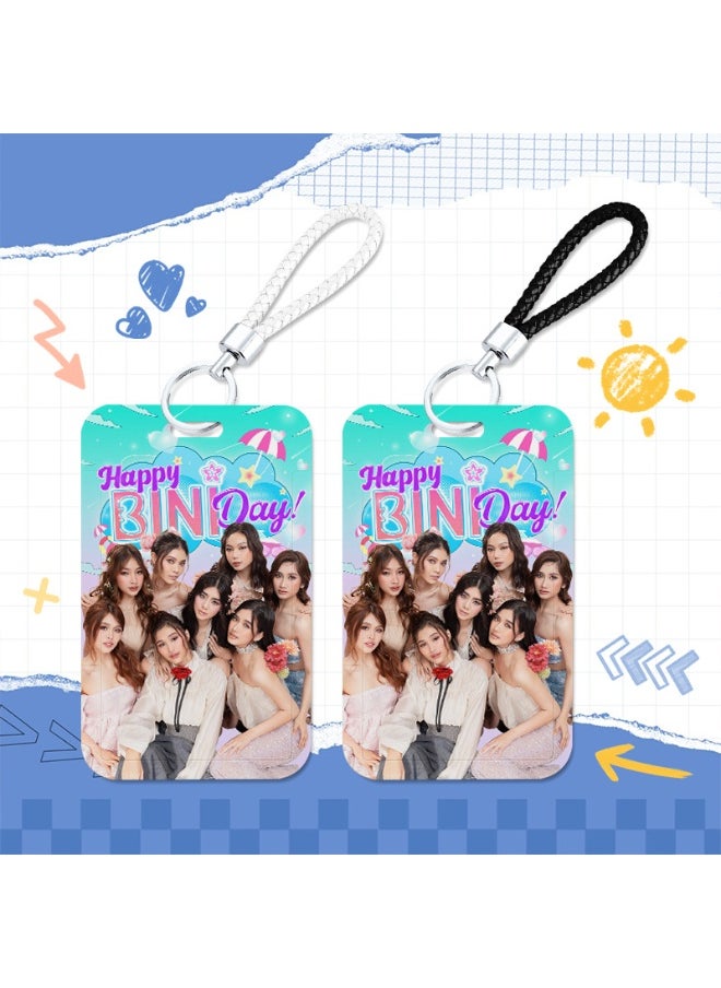 NIBEMINENT 1 - Piece BINI Kpop Photo Card Holder Pendant Key Chain ID Badge Holder ID Card Holder Photo Card Protector for School ID Office ID Access Card for Women Girls 