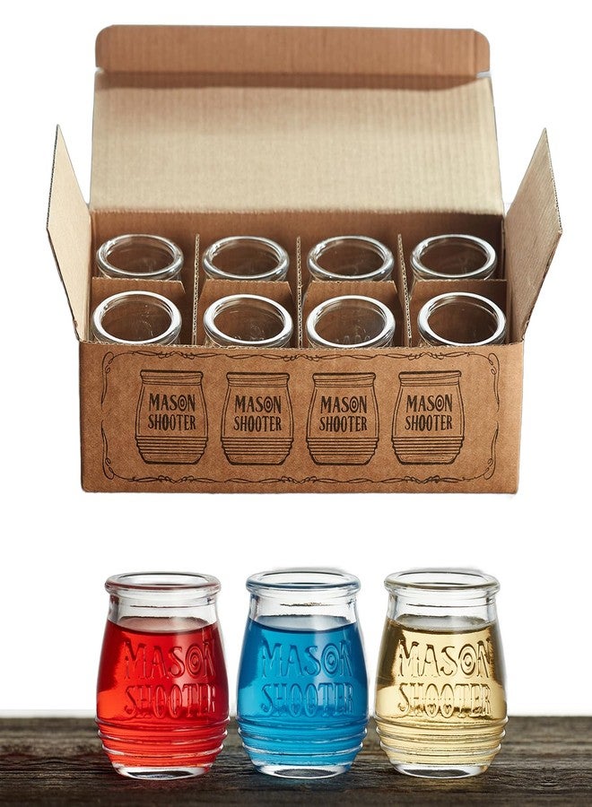 Hayley Cherie Small Mason Jars 2 oz Shot Glasses Set (8 Pack) Cute Mini Mason Jars for Fathers Day, Tequila, Whiskey, Liquor, Alcohol, Beer, Juice, Birthdays, Favors, Unique Bar Gift, Moonshine Shooter Bottles - Image 1
