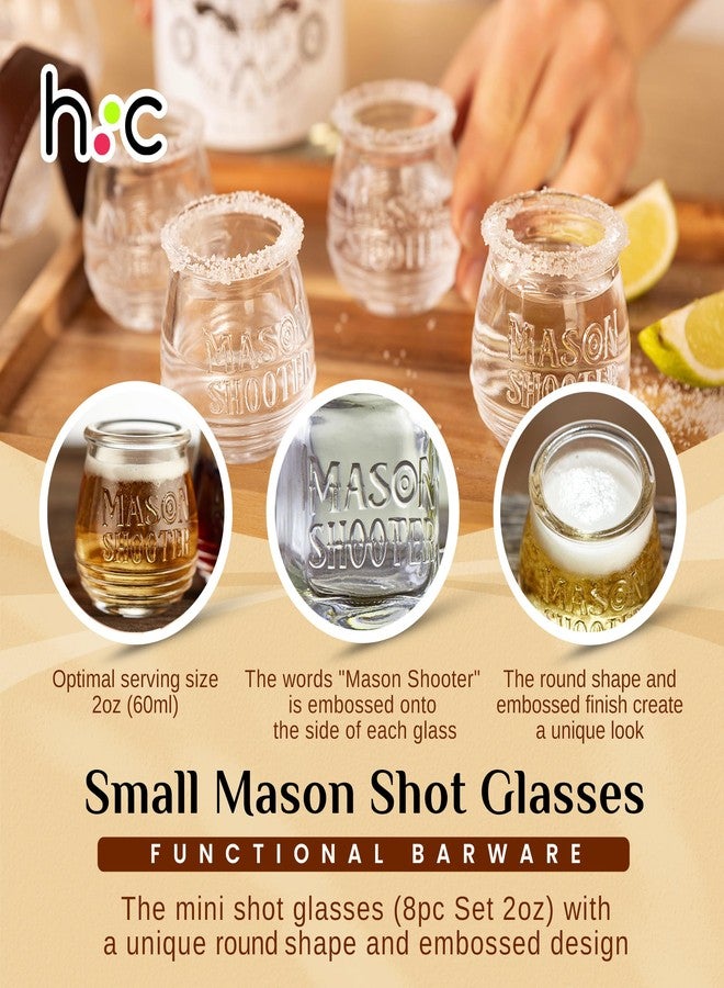 Hayley Cherie Small Mason Jars 2 oz Shot Glasses Set (8 Pack) Cute Mini Mason Jars for Fathers Day, Tequila, Whiskey, Liquor, Alcohol, Beer, Juice, Birthdays, Favors, Unique Bar Gift, Moonshine Shooter Bottles - Image 3