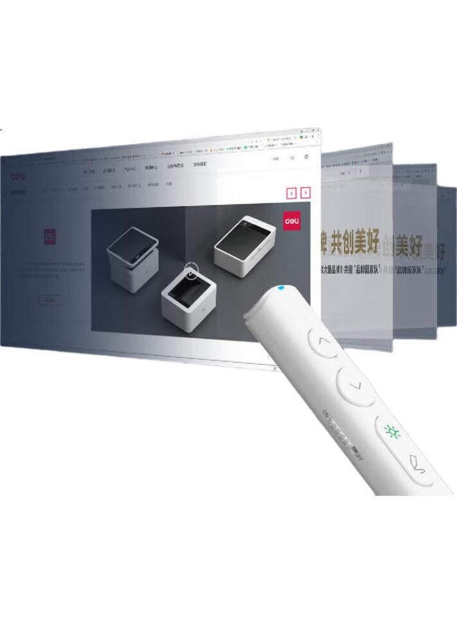 Deli Green Light Ppt Presentation Remote, Whiteboard Writing And Touch Pen, 100-Meter Wireless Magnetic Storage, Aa Battery Laser Presentation Remote, White Ma110-G - Image 3