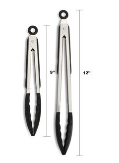 Generic Set of 2 black kitchen tongs - 30 & 23 cm  - Image 2