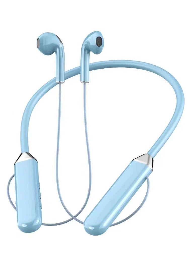 GELESE GELESE Wireless Digital Display Bluetooth Headphones Neck-mounted Sports Headphones Binaural Semi-In-Ear Universal Long Standby (Blue)  - Image 2
