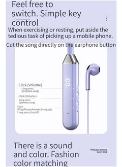 GELESE GELESE Wireless Digital Display Bluetooth Headphones Neck-mounted Sports Headphones Binaural Semi-In-Ear Universal Long Standby (Blue)  - Image 4