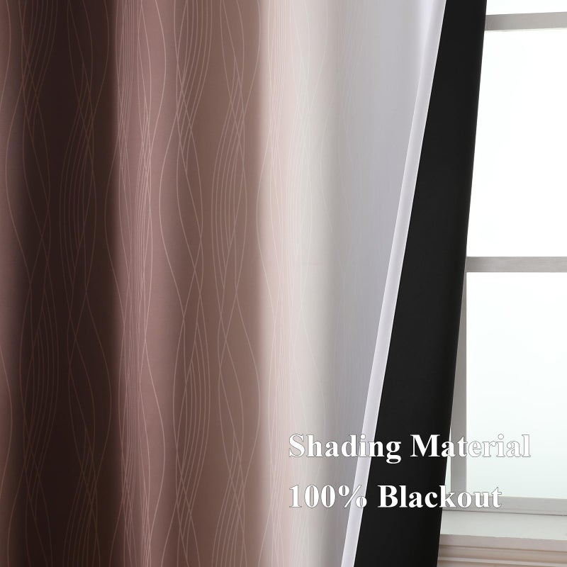 Estelar Textiler Brown and Greyish White Gradient Blackout Curtains for Bedroom  Thermal Insulated Ombre Blackout Drapes  Full Light Blocking Energy Saving Curtains for Living Room 52Wx96L 2 Panels - Image 5