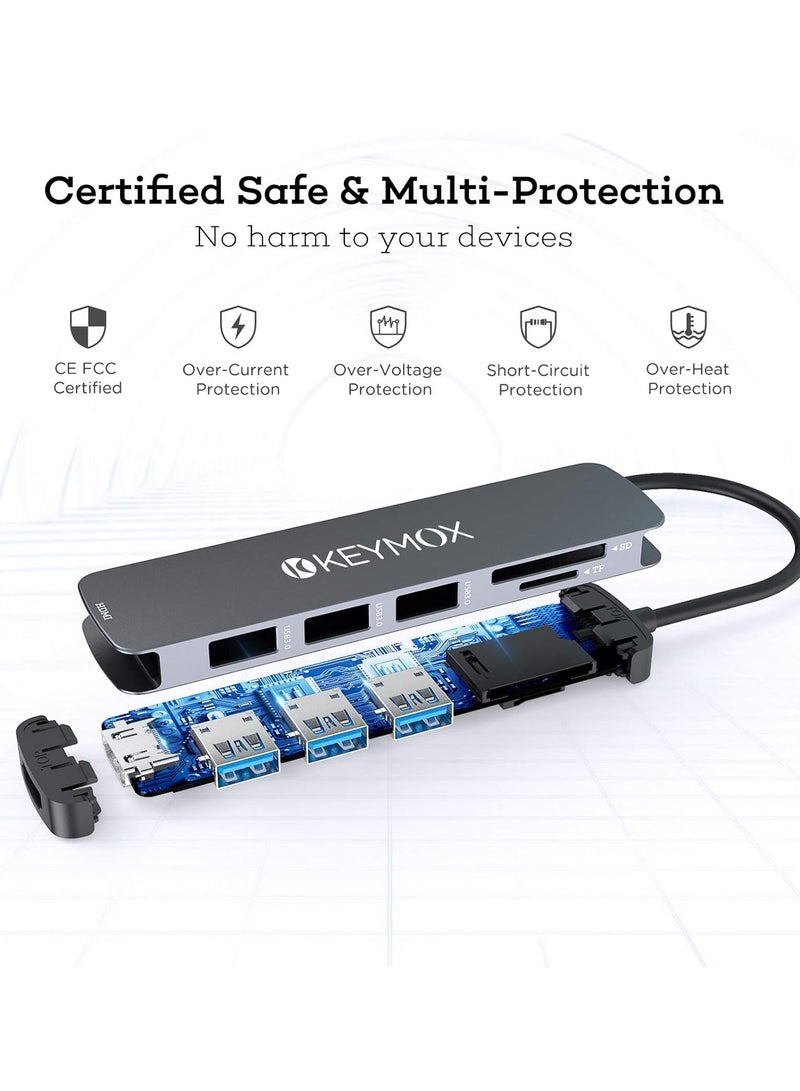 Keymox USB C Hub HDMI, MacBook Pro Multiport Adapter USB C Dongle, 4K USB-C to HDMI, 3 USB 3.0 Ports and SD/TF Cards Reader for MacBook Air Pro ChromeBook Pixel Matebook XPS - Image 3