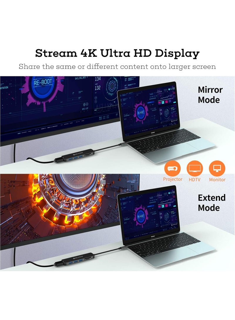 Keymox USB C Hub HDMI, MacBook Pro Multiport Adapter USB C Dongle, 4K USB-C to HDMI, 3 USB 3.0 Ports and SD/TF Cards Reader for MacBook Air Pro ChromeBook Pixel Matebook XPS - Image 5