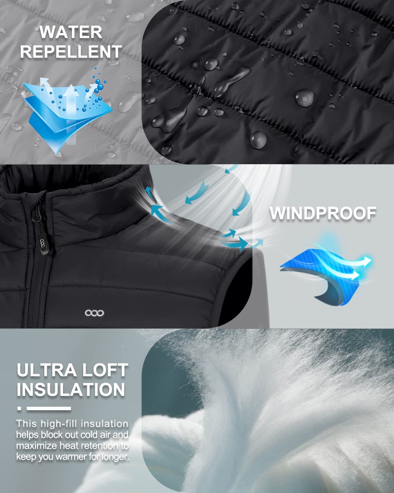 33,000ft Men's Lightweight Packable Insulated Puffer Vest Outerwear, Warm Winter Sleeveless Jacket for Golf Running - Image 3