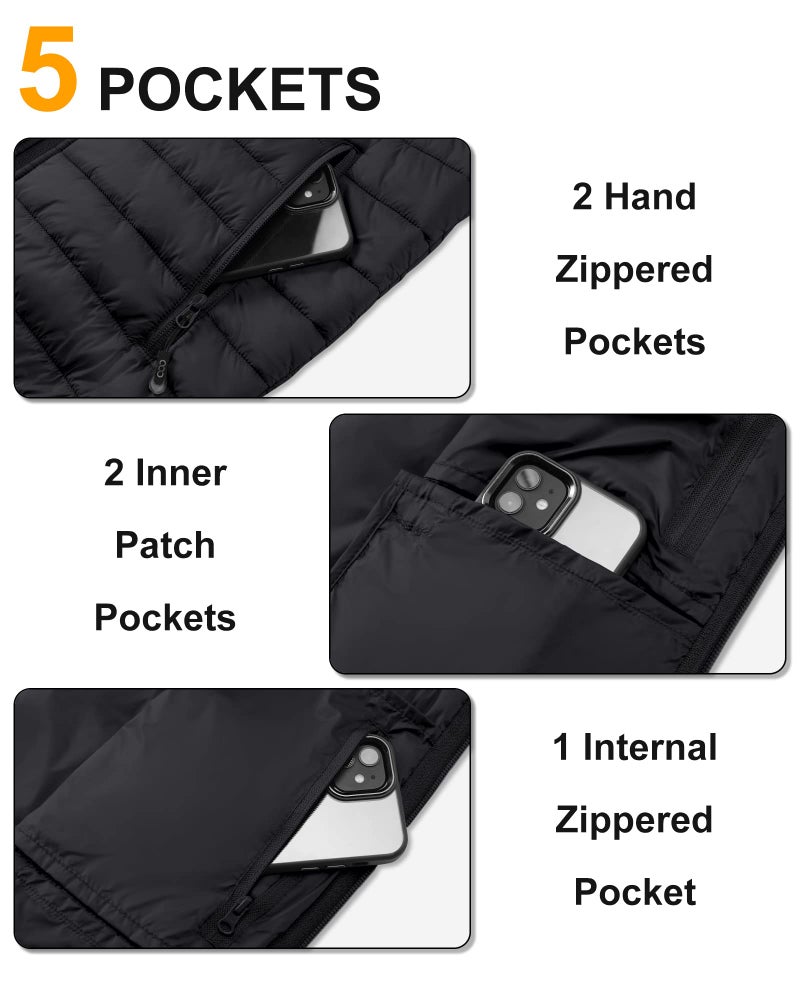 33,000ft Men's Lightweight Packable Insulated Puffer Vest Outerwear, Warm Winter Sleeveless Jacket for Golf Running - Image 4