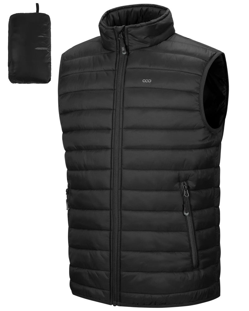 33,000ft Men's Lightweight Packable Insulated Puffer Vest Outerwear, Warm Winter Sleeveless Jacket for Golf Running - Image 1