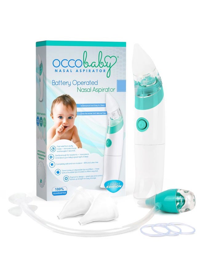 OCCObaby Baby Nasal Aspirator - 2 PK Baby Nose Suction Kit- Battery Operated Baby Nose Cleaner and Manual Baby Nose Sucker for Newborns, Infants and Toddlers - Congestion Relief for Babies - Image 1