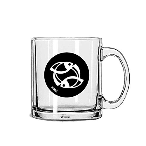TONKWALAS " Zodiac Sign Pisces Printed Quote Transparent Glass Coffee Mug for Gifting (325 ML) - Image 1