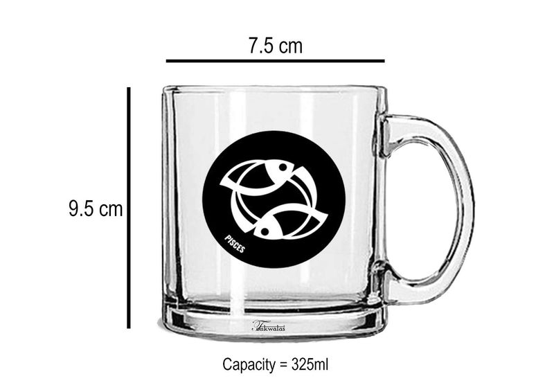 TONKWALAS " Zodiac Sign Pisces Printed Quote Transparent Glass Coffee Mug for Gifting (325 ML) - Image 3