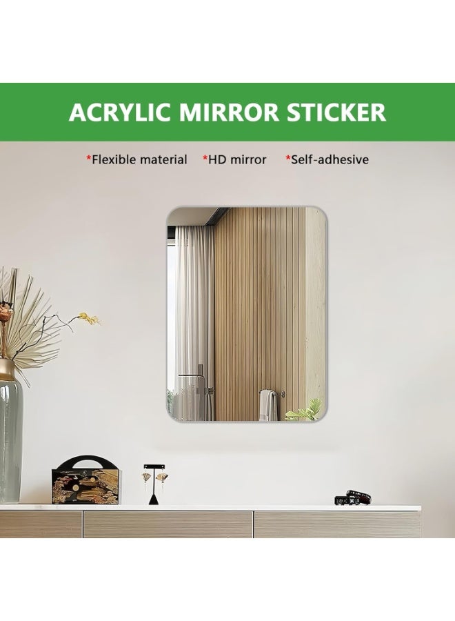 مرايا لاصقة، شرائح مرايات من الاكريليك المقاوم للكسر للتثبيت على الحائط، ذاتية اللصق لأعمالك اليدوية وديكور الحائط المنزلي (30 × 20 سم)، 4 قطع - Image 5