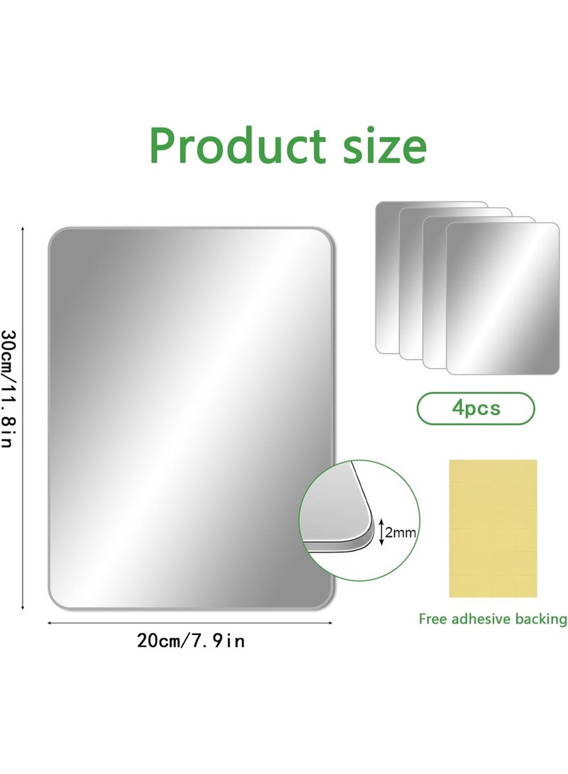 مرايا لاصقة، شرائح مرايات من الاكريليك المقاوم للكسر للتثبيت على الحائط، ذاتية اللصق لأعمالك اليدوية وديكور الحائط المنزلي (30 × 20 سم)، 4 قطع - Image 2