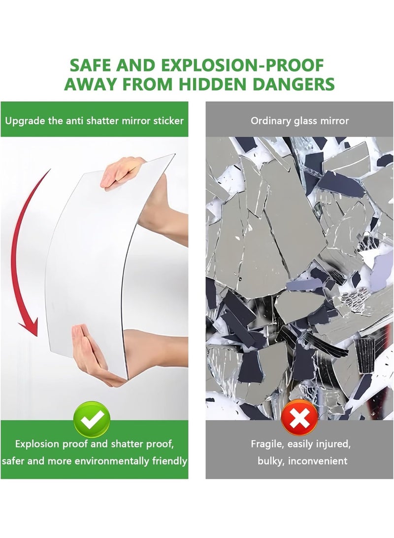 مرايا لاصقة، شرائح مرايات من الاكريليك المقاوم للكسر للتثبيت على الحائط، ذاتية اللصق لأعمالك اليدوية وديكور الحائط المنزلي (30 × 20 سم)، 4 قطع - Image 3