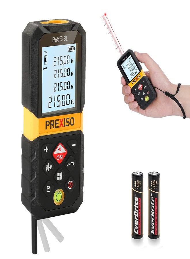 PREXISO Laser Measure, 215Ft Laser Measurement Tool with Entension for Diagonal Measuring Ft/Ft+in/in/M Units - Pythagorean Mode, Area Volume -100 Sets Data Storage, Medidor Laser Distance Meter - Image 1