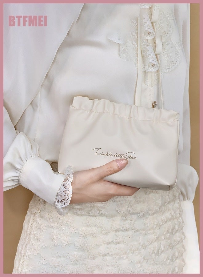 حقيبة مكياج صغيرة 2 قطع للحقائب، حقيبة تجميل مقاومة للماء، حقيبة تجميل ميني، حقيبة مكياج محمولة، مجموعة حقيبة مكياج للنساء، منظم محفظة للعملات، للروج والمجوهرات، باللون الأبيض - Image 4