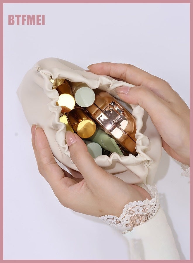 حقيبة مكياج صغيرة 2 قطع للحقائب، حقيبة تجميل مقاومة للماء، حقيبة تجميل ميني، حقيبة مكياج محمولة، مجموعة حقيبة مكياج للنساء، منظم محفظة للعملات، للروج والمجوهرات، باللون الأبيض - Image 3